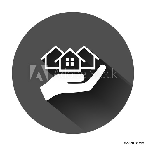500x500 Home Care Icon In Flat Style Hand Hold House Vector Illustration