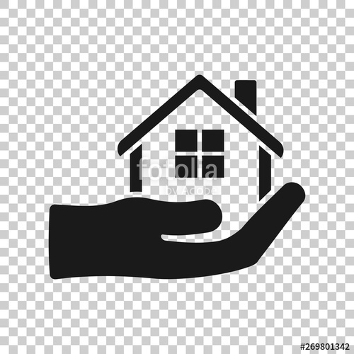 500x500 Home Care Icon In Transparent Style Hand Hold House Vector