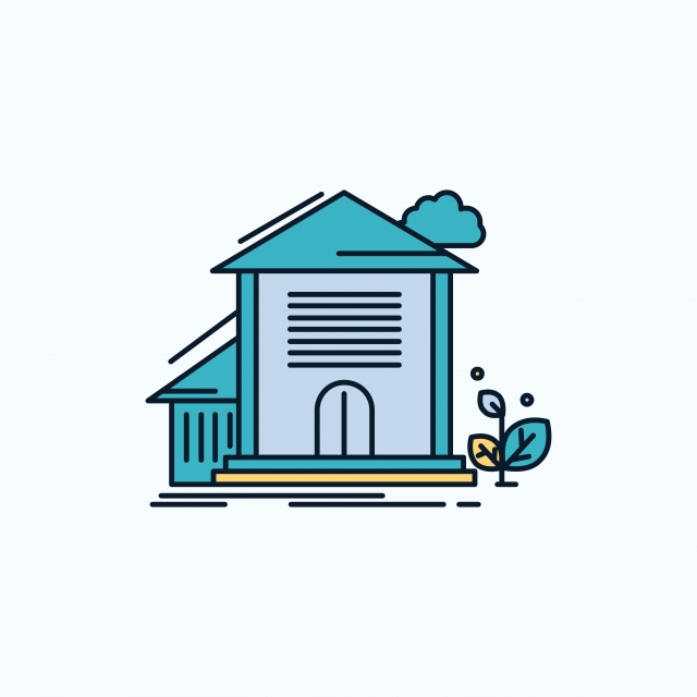 640x640 Home House Apartment Building Office Flat Icon Green And Ye