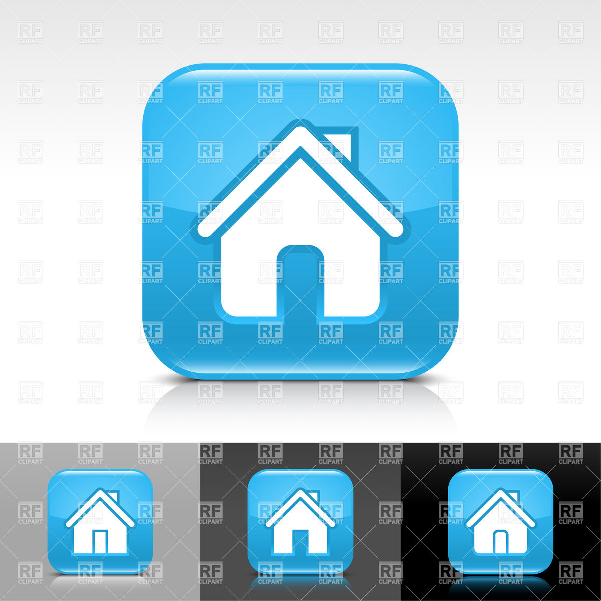 1200x1200 Blue Push Button With Home Icon Vector Image Of Icons And Emblems