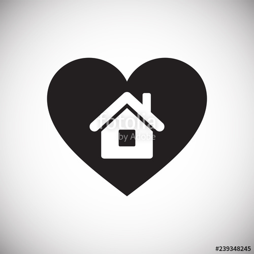 500x500 Heart Home Icon On White Background For Graphic And Web Design