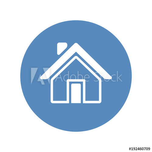 500x500 Home Icon Placed In Blue Circle Vector Illustration