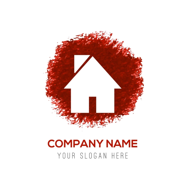 640x640 Home Icon Red Watercolor Circle Splash, Background, Black