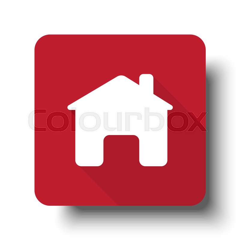 800x800 Flat Home Web Icon On Red Button With Stock Vector Colourbox