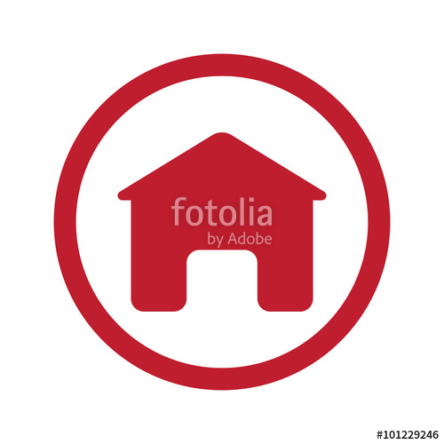 500x500 Flat Red Home Icon In Circle On White Stock Image And Royalty
