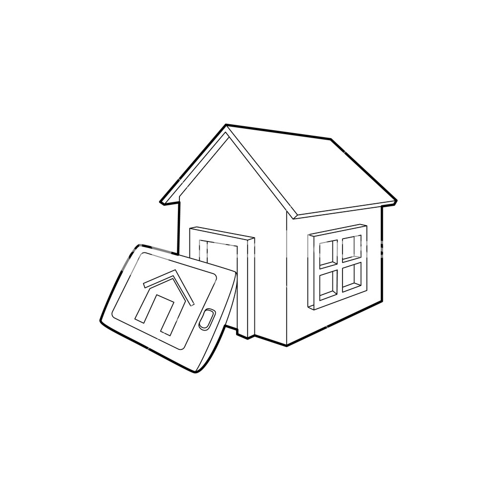 Smart Home Icon In Outline Style Isolated On White Background 1000x1000 Smart Home Icon In Outline Style Isolated On White Background