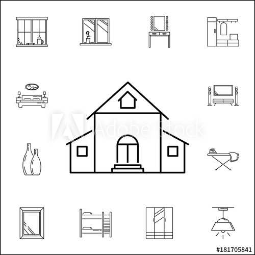 Line Home Icon Set Of Household Accessories Icons Signs, Outline 500x500 Line Home Icon Set Of Household Accessories Icons Signs, Outline