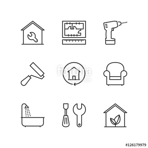 500x500 Line Icons Home Improvement Flat Symbols Stock Image