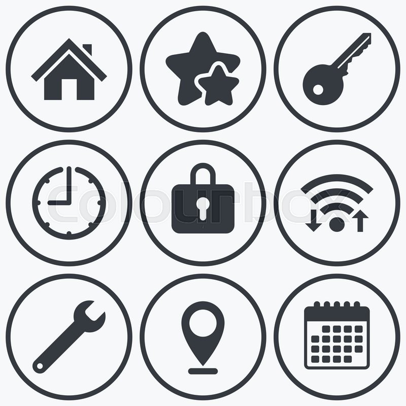 Clock, Wifi And Stars Icons Home Key Stock Vector Colourbox 800x800 Clock, Wifi And Stars Icons Home Key Stock Vector Colourbox