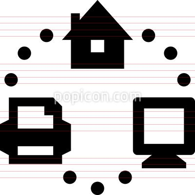 400x400 Home Office Network Vector Icon Computer Technology Icons