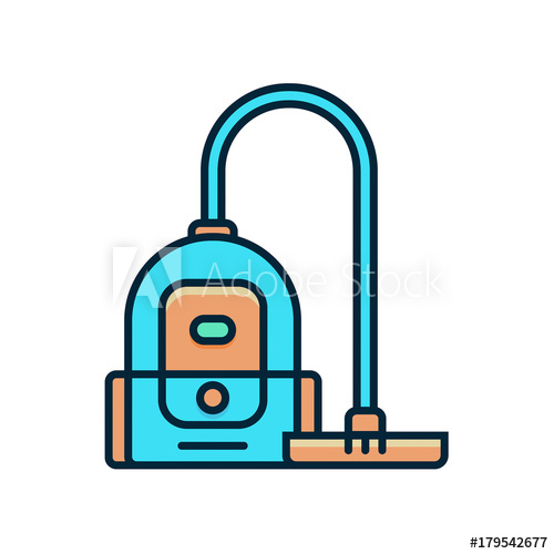 500x500 Vacuum Cleaner Flat Color Line Icon Household Appliance Vector