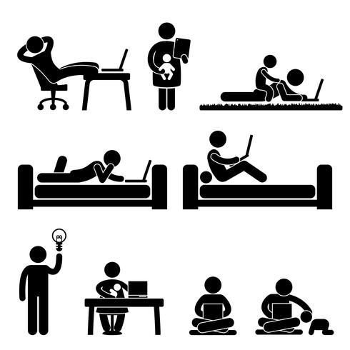 490x490 Work From Home Office Freedom Lifestyle Stick Figure Pictogram