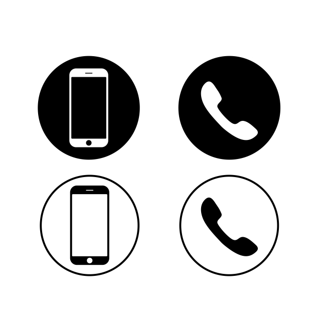 640x640 Black Mobile Phone And Home Phone Icons On A White Background