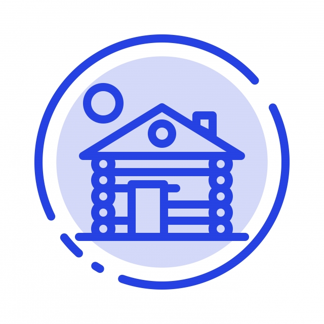 640x640 Hotel Building Service Home Blue Dotted Line Line Icon