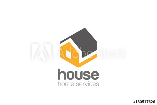 500x337 House Silhouette Isometric Flat Logo Vector Home Service Icon