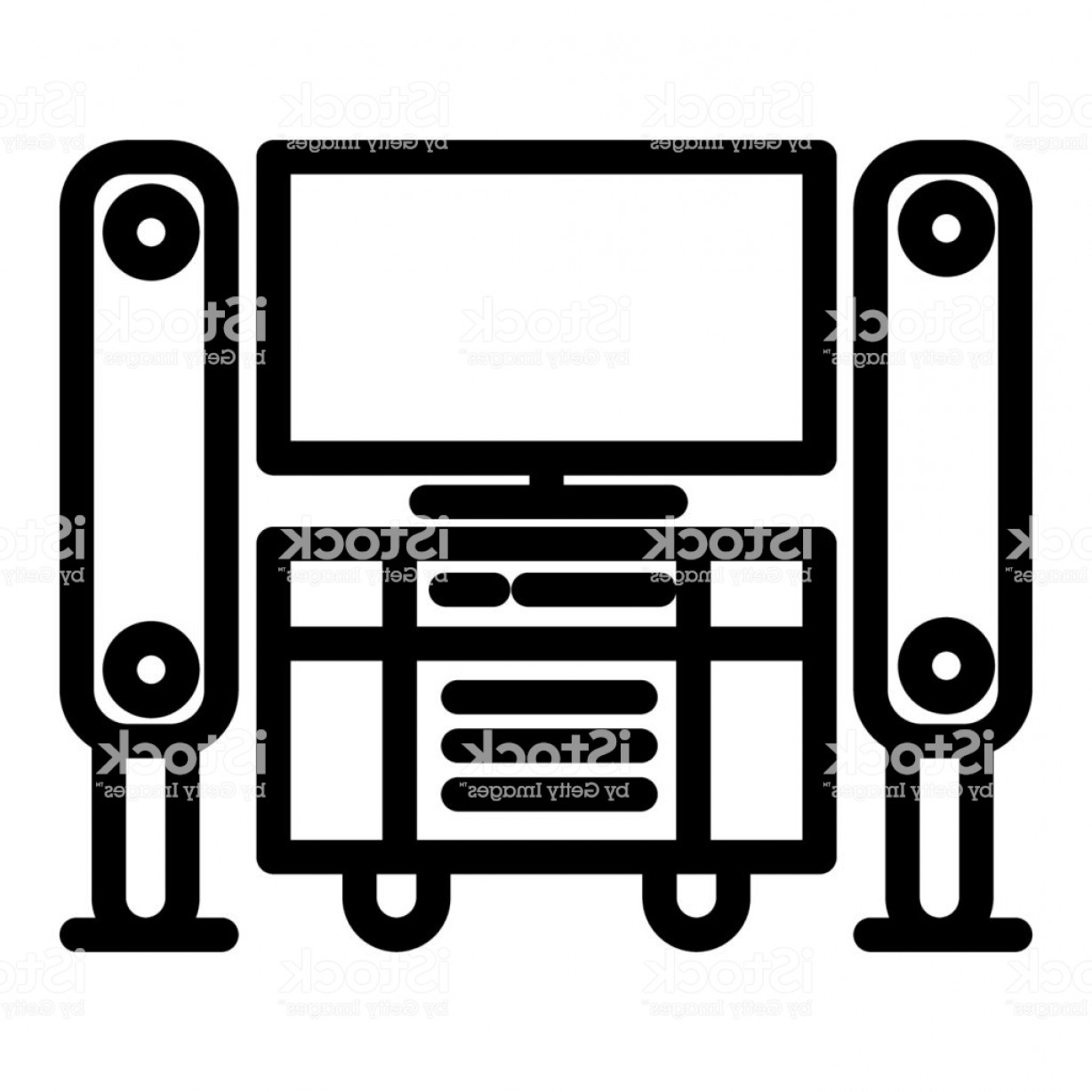 1228x1228 Home Theater Line Icon Stereo System Vector Illustration Isolated
