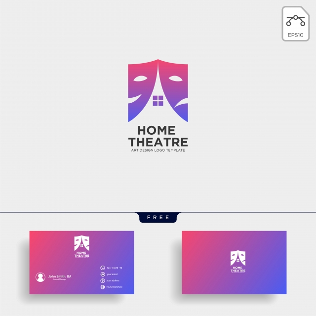640x640 Home Theater Mask Actor Logo Template Vector Icon Element Template