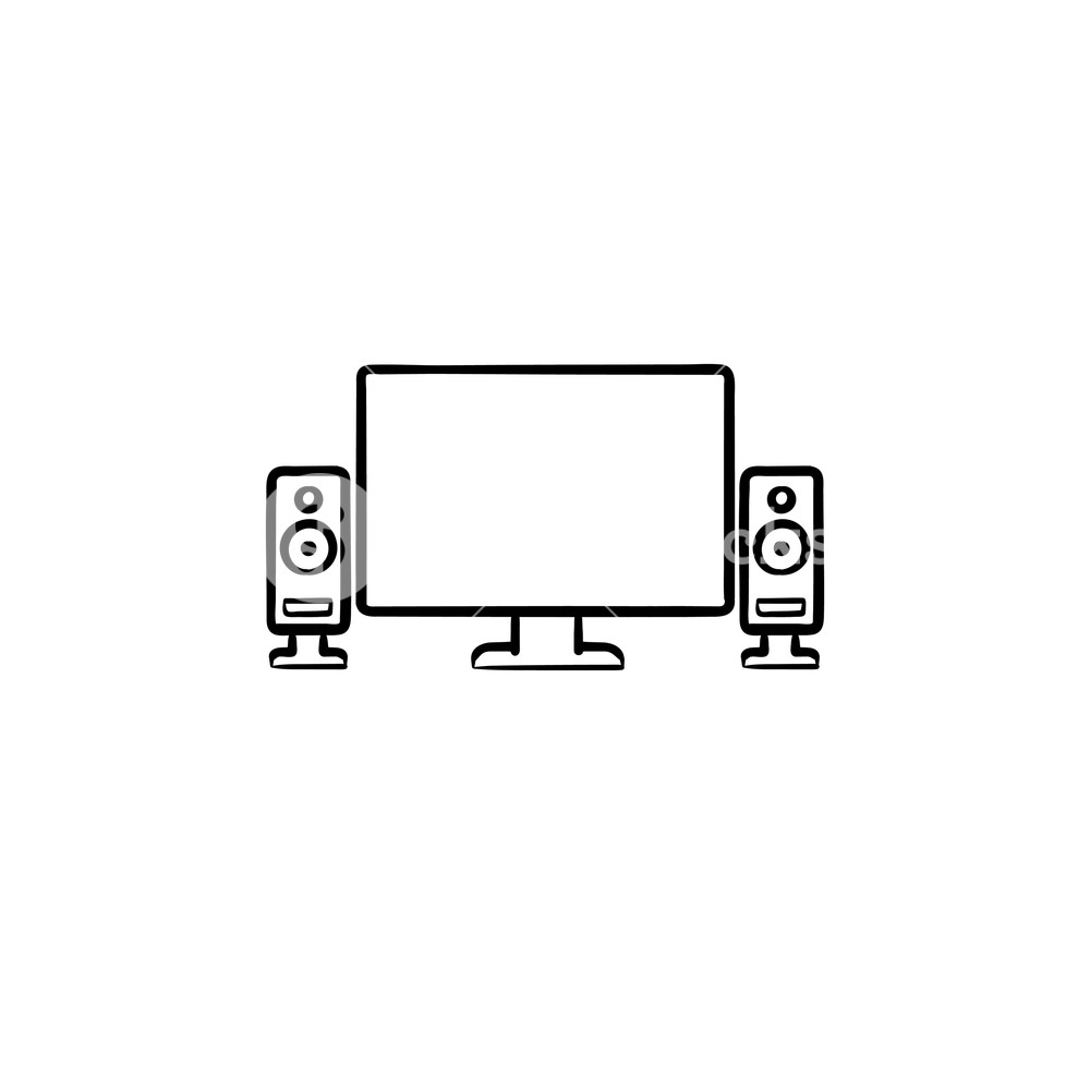 1000x1000 Tv Home Theater Hand Drawn Outline Doodle Icon Royalty Free Stock