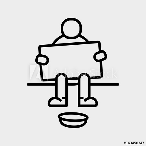 500x500 Homeless Beggar Sitting Minimalistic Flat Line Outline Stroke Icon