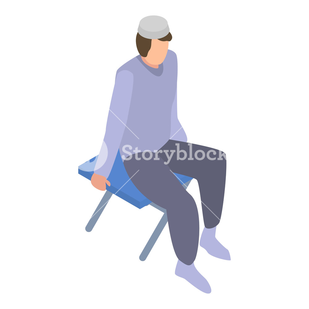 1000x1000 Homeless Muslim Migrant Man Icon Isometric Of Homeless Muslim