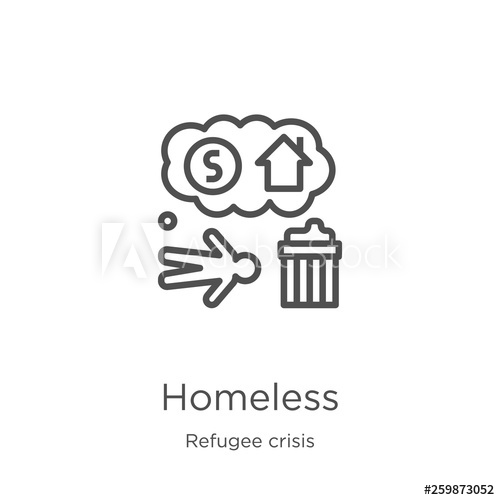 500x500 Homeless Icon Vector From Refugee Crisis Collection Thin Line