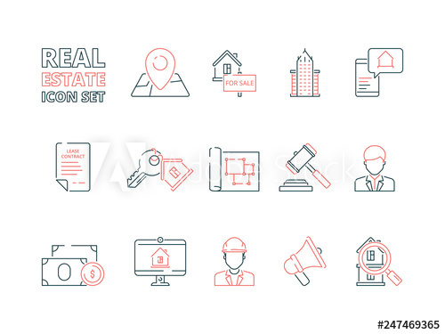 Real Estate Line Icon Building Sale House Realty Business 500x375 Real Estate Line Icon Building Sale House Realty Business