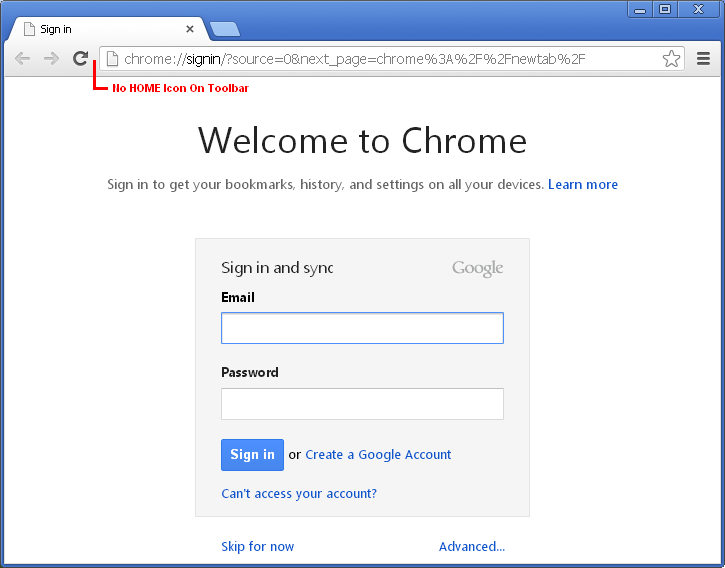725x568 General Computers Show Home Icon On Google Chrome Version