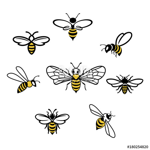 500x500 Honey Bee Icons Set Of Honey And Bee Labels For Honey Logo