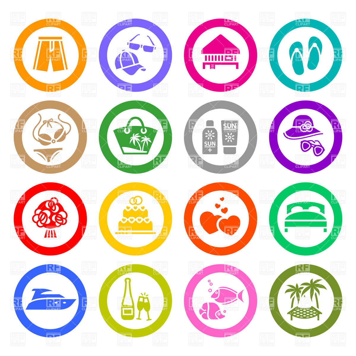 1200x1200 Rest And Honeymoon Icons Vector Image Of Travel