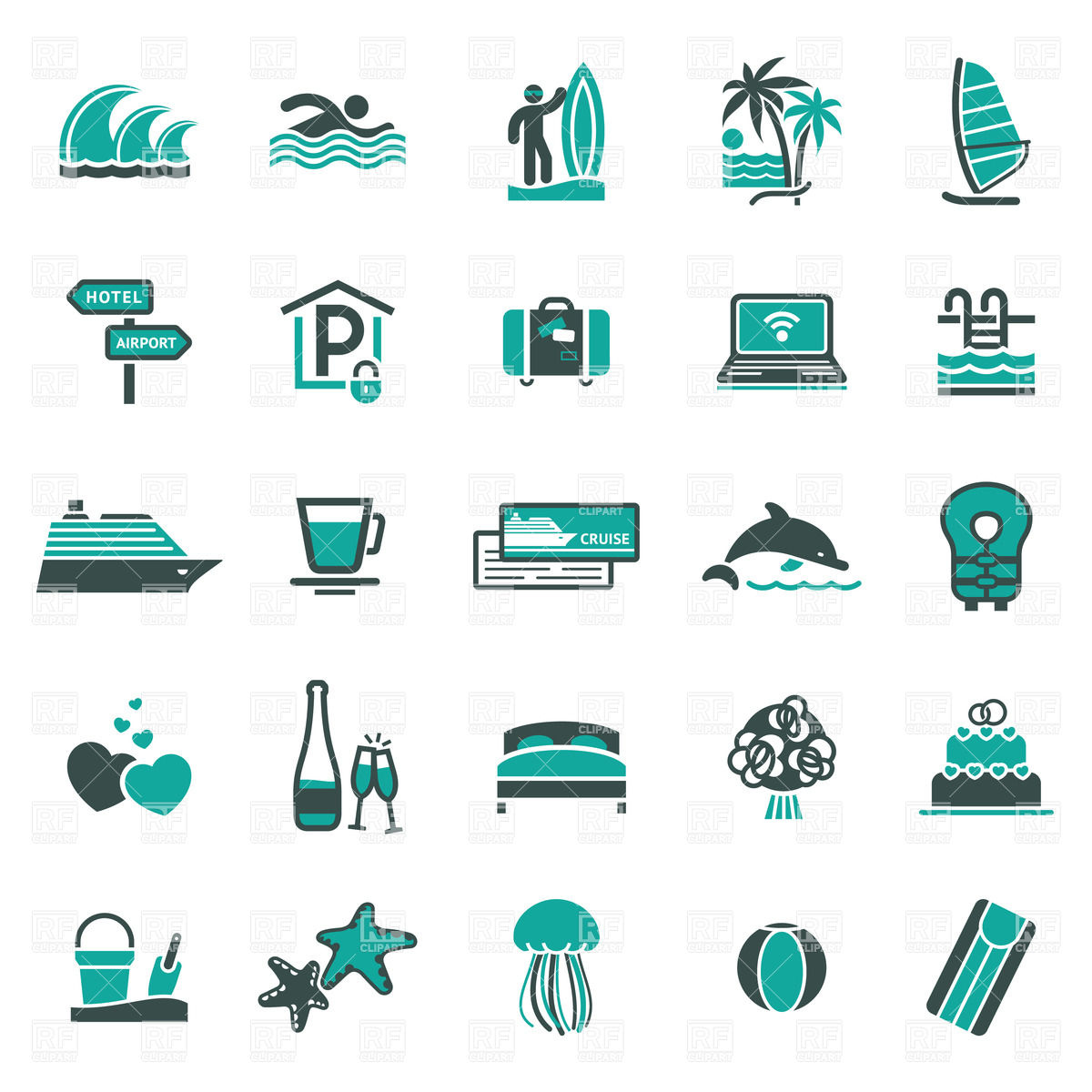 1200x1200 Vacation, Travel And Honeymoon Icons Vector Image Of Travel