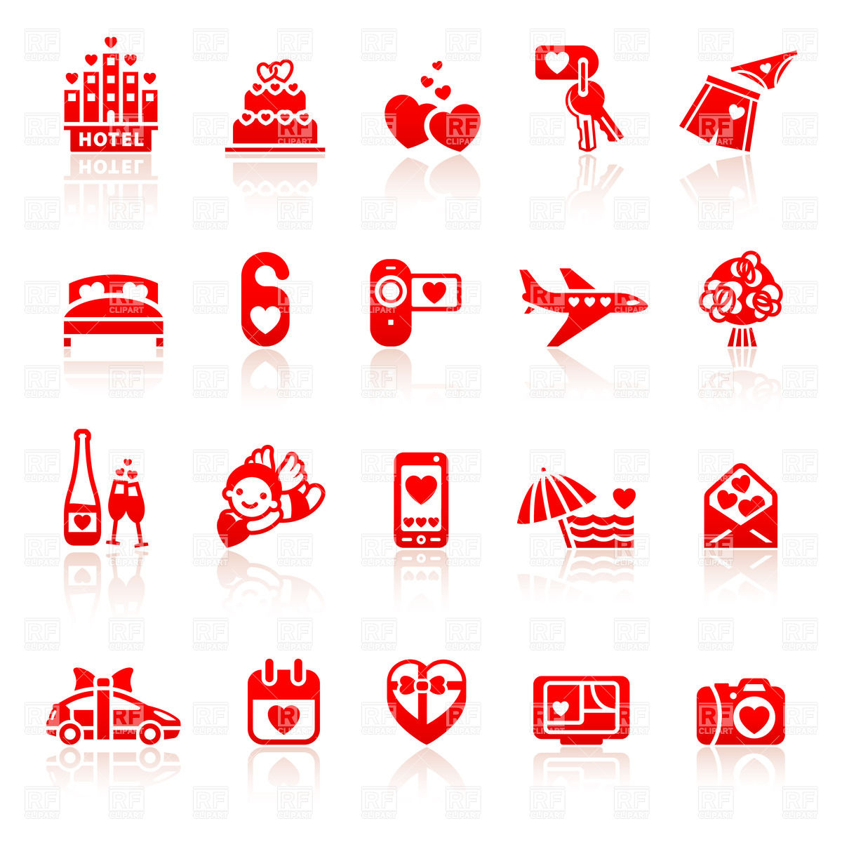 1200x1200 Valentine's Day, Romantic Travel And Honeymoon Icons Vector Image