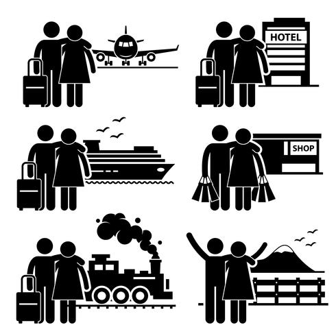 490x490 Couple Lover Honeymoon Holiday Trip Stick Figure Pictogram Icon