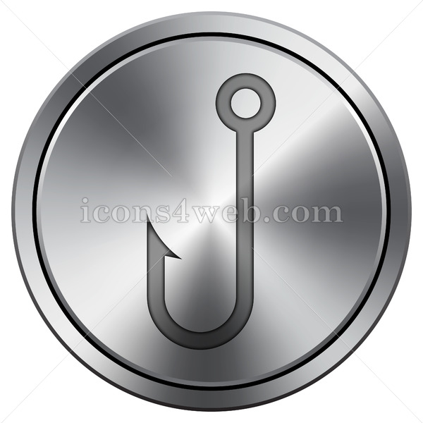 600x600 Fish Hook Icon Round Icon Imitating Metal