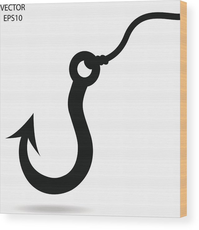 639x740 Fishing Hook Icon Wood Print