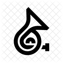 256x256 French Horn Icon Of Line Style