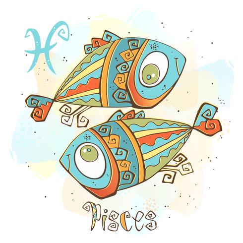 490x490 Children's Horoscope Icon Zodiac For Kids Pisces Sign Vector