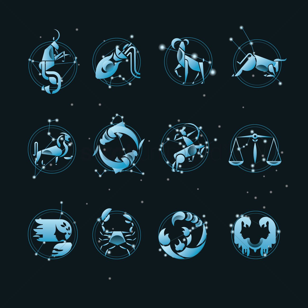 1300x1300 Set Of Horoscope Icons Vector Image