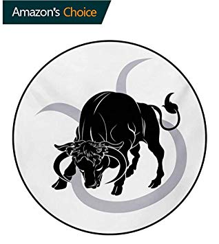318x355 Rugsmat Zodiac Taurus Small Round Rug Carpet,black