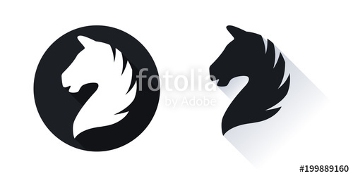 500x250 Horse Head Vector Icon With Shadow Isolated On White Horse Head