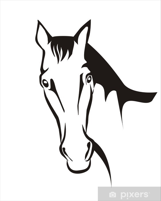 561x700 Horse Icon In Simple Black Lines Wall Mural