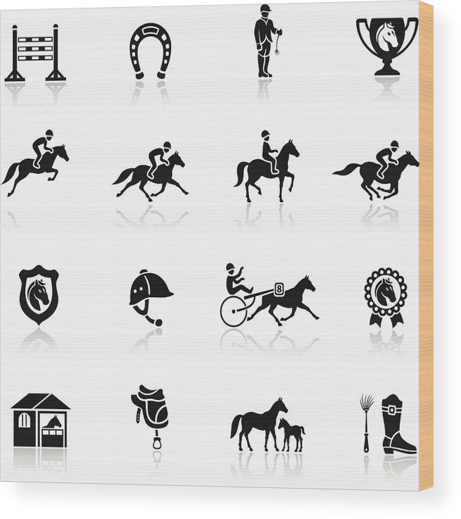 Horse Racing Icon Wood Print 655x737 Horse Racing Icon Wood Print