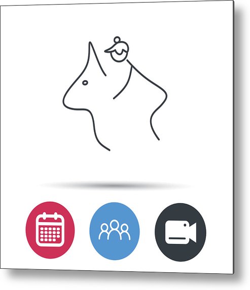 493x572 Horseback Riding Icon Jockey Rider Sign Metal Print