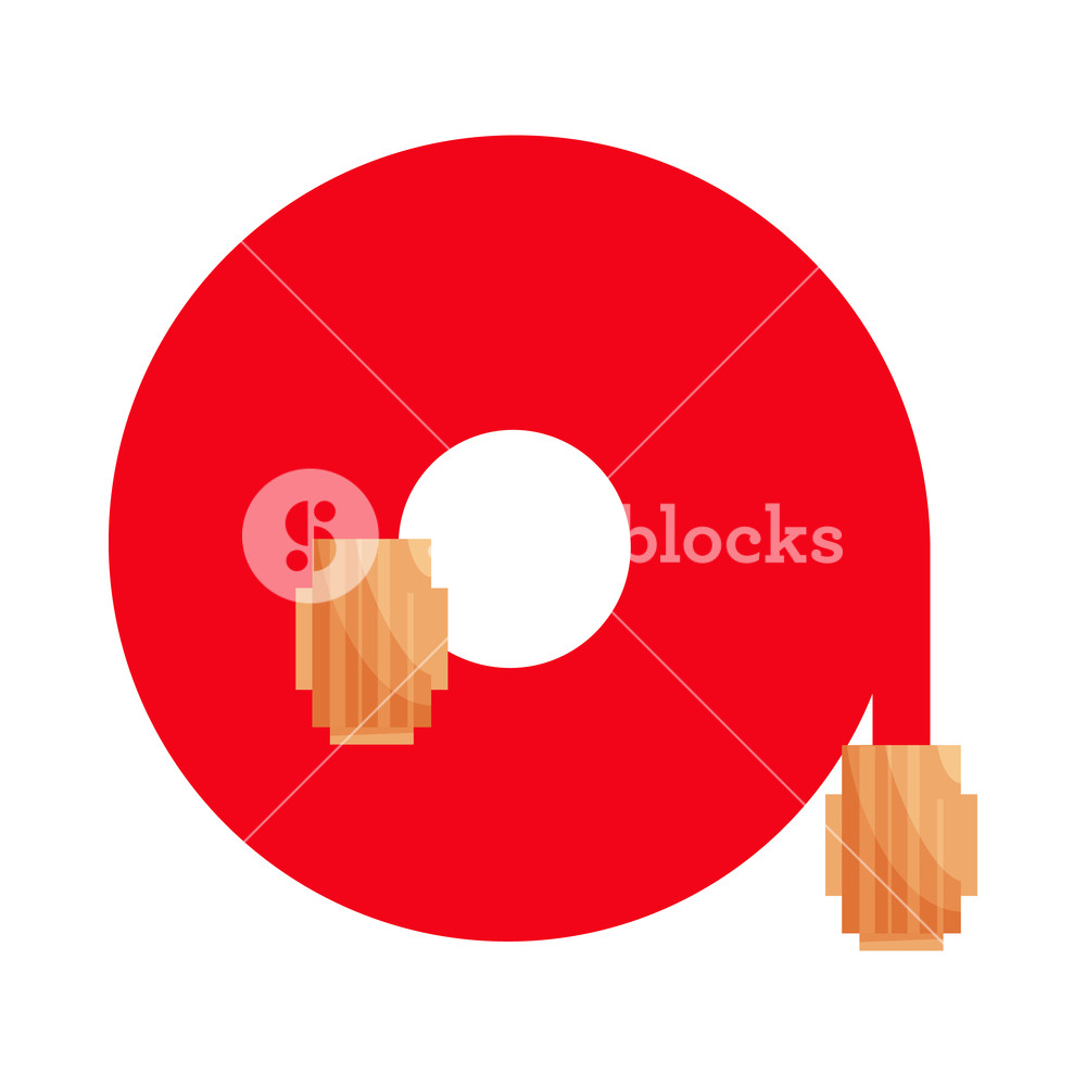 1000x1000 Rolled Up Red Fire Fighting Hose Icon In Cartoon Style On A White