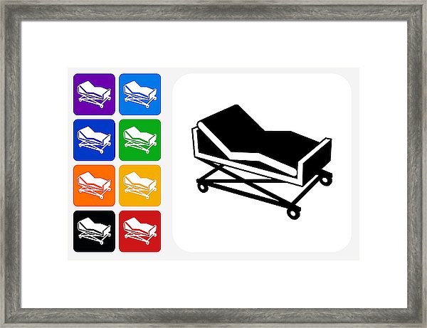 600x461 Hospital Bed Icon Square Button Set Framed Print