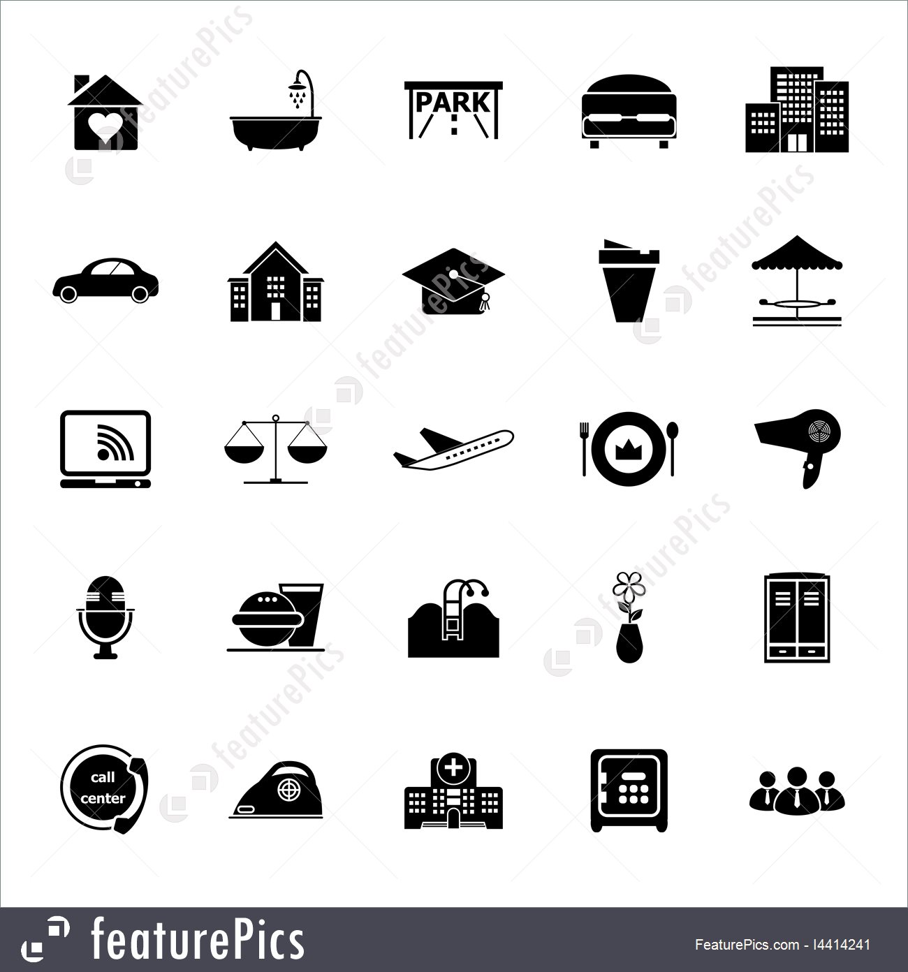 1300x1392 Hospitality Icons Stock Illustration