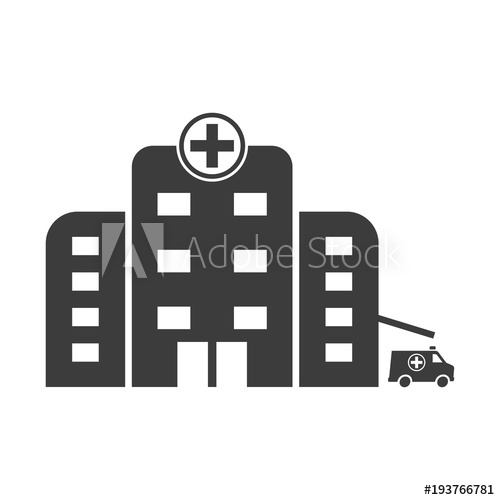 500x500 Hospital Icon Cross Building Isolated Human Medical View Flat