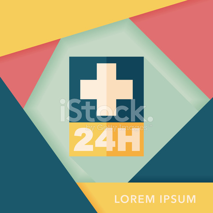 440x440 Hospitals Hours Flat Icon With Long Shadow Stock Vector