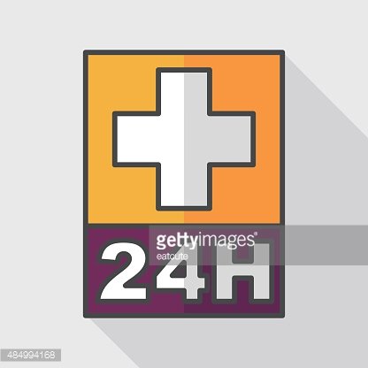 416x416 Hospitals Hours Flat Icon With Long Shadow Premium Clipart