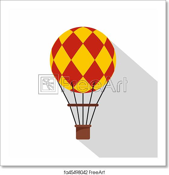 561x581 Free Art Print Of Yellow And Red Hot Air Balloon Icon, Flat Style