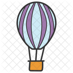 256x256 Hot Air Balloon Icon Of Doodle Style